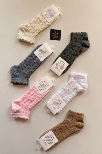 جوراب مچی زنانه گندمی بهاری لب داربری کد 1042 شایسته