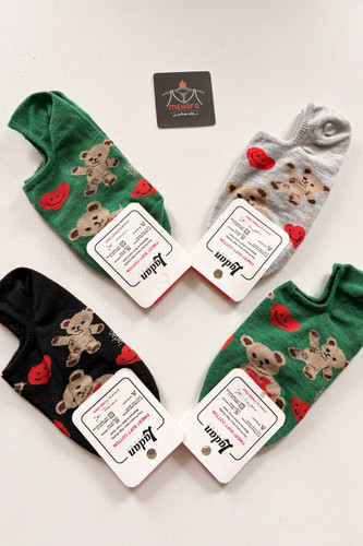 جوراب زیرقوزکی زنانه تدی قلبی کد 1035 لادن