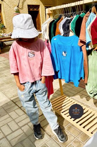 تیشرت کراپ کیتی دخترانه نخ پنبه کد 1038 حسکی