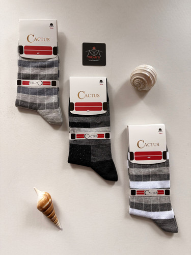 جوراب ساق دار مردانه خط دار رنگی کد 1015 کاکتوس